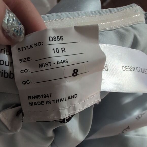 NWT Alfred Sung Column Maxi Dress Bow On Back Mist Blue Size 10 - Picture 11 of 12